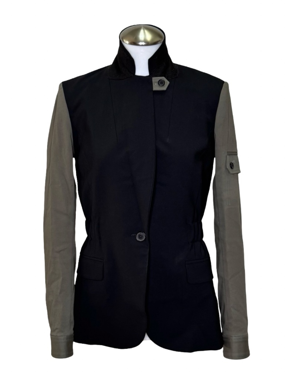 $795 Veronica Beard Army Blazer Black Army Green Wool Size 4 NWOT - Picture 7 of 16